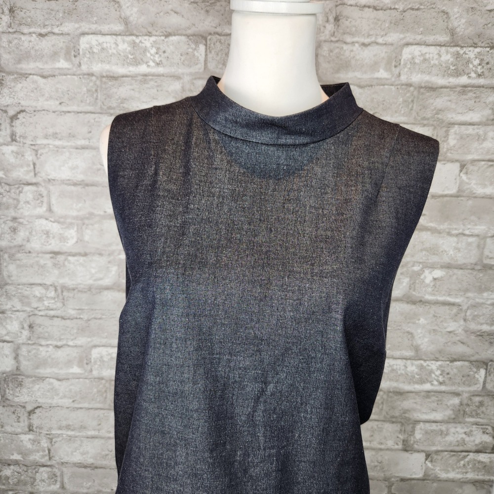 Halogen Shift Dress Mixed Media Tweed Mock Neck Grey Pink Large - Picture 4 of 8